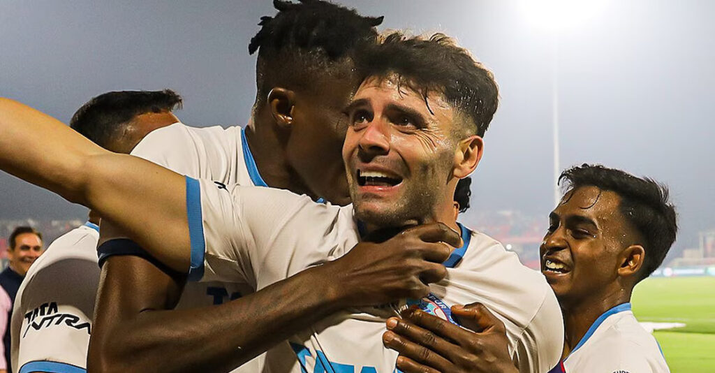 Jamshedpur FC in ISL semi-finals; beat struggling NorthEast United 2-0 1 jfc goal celebration