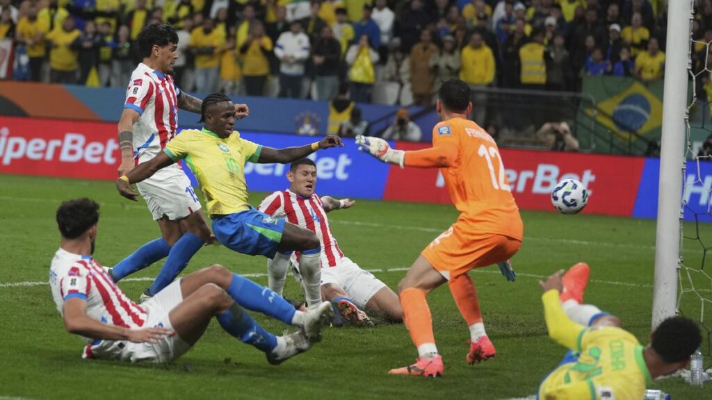 Vinicius Junior’s goal sends Brazil to 2026 World Cup, delighting fans in Ancelotti’s home debut 1 Brazil Paraguay WCup Soccer 64147
