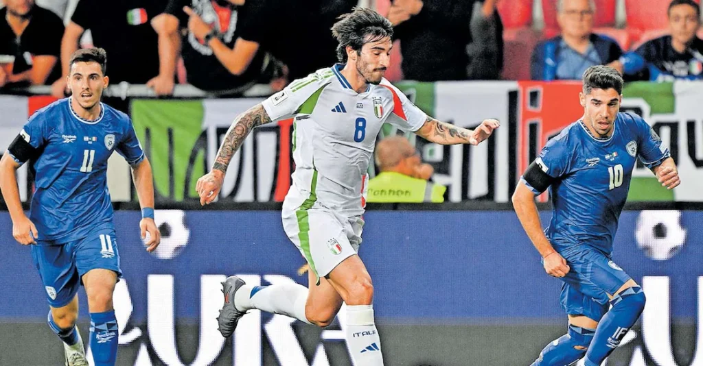 Italy survived an injury-time loss against Israel; eventually won the match 5-4 1 sandro tonali